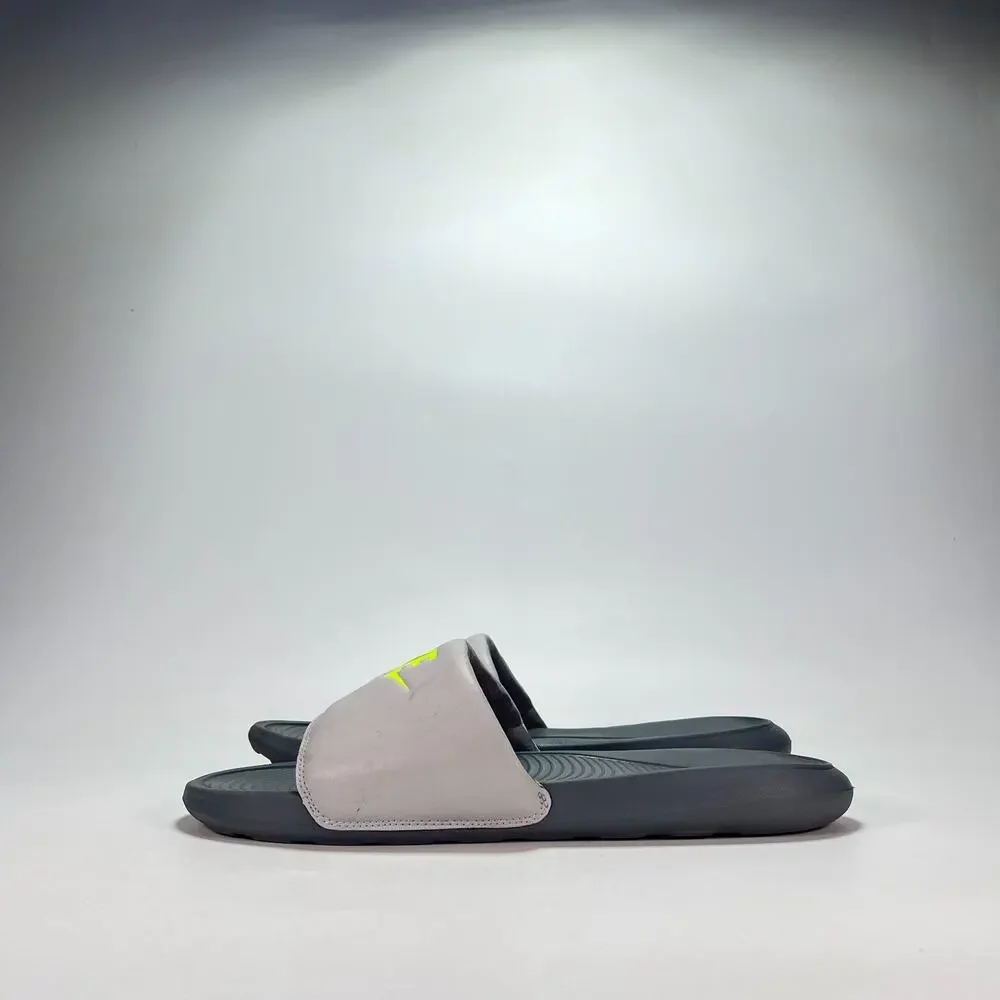Nike Victori One Grey Fog Volt Casual Slide Sandals CN9675-011 Men's Size 13